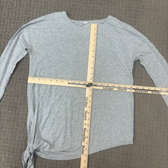 Lululemon Shirt 8 Heather Grey Soft Jersey Knit Scoop Neck 3/4 Sleeves Comfy - Picture 3 of 8